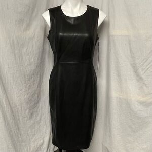 Calvin Klein Women’s Faux Leather Date Night Sheath Dress CD0U1A00 Black Size 10